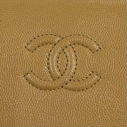 Chanel Caviar Leather Small Flap Wallet CC Logo Bifold Beige — view 9