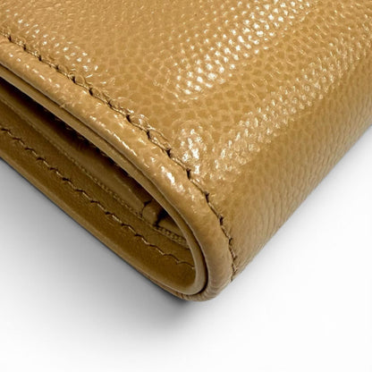 Chanel Caviar Leather Small Flap Wallet CC Logo Bifold Beige — view 8