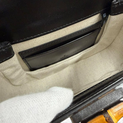 Gucci Bamboo Mini Bag Leather 2-Way Black — view 7