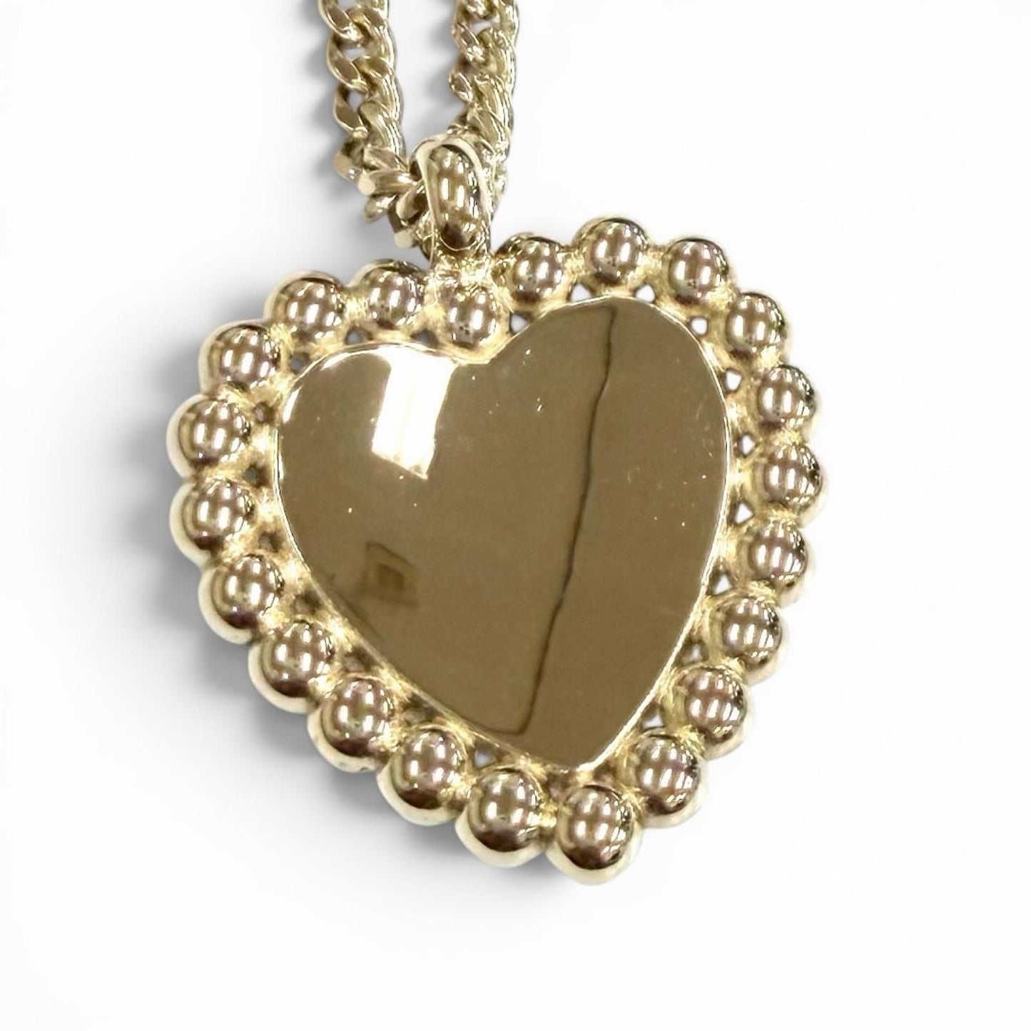 Chanel 25 CC Logo Pearl Heart Pendant Black White Gold — view 3