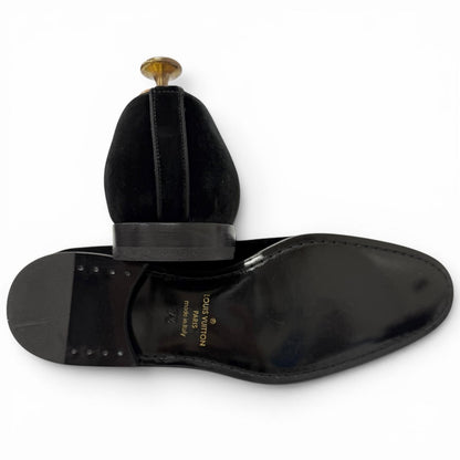 Louis Vuitton Velour Leather Logo Embroidery Slip on Moccasins Loafers Flat — view 4
