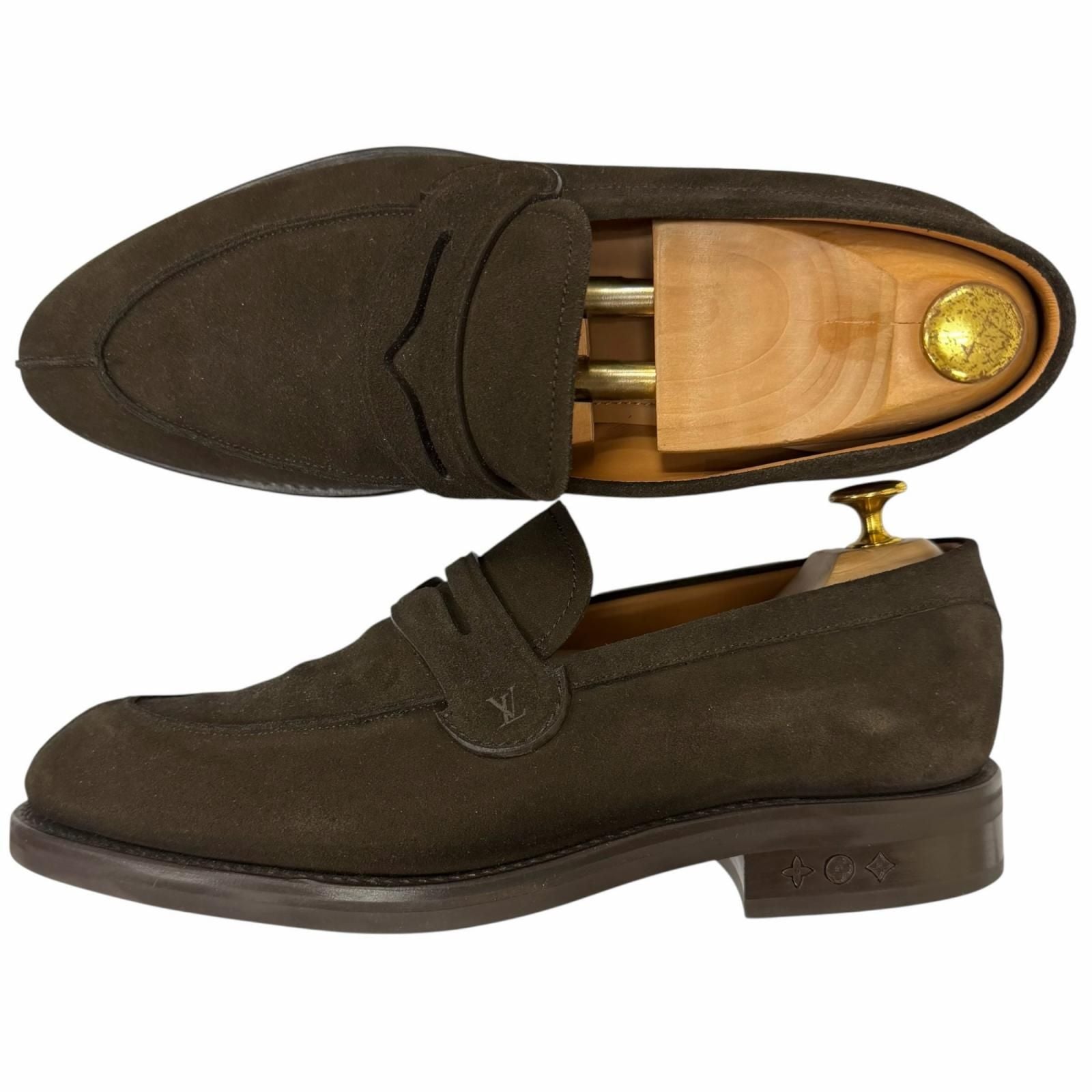Louis Vuitton Sorbonne Loafers Suede Leather Goodyear Flex Moccasins Charcoal 8 — view 4