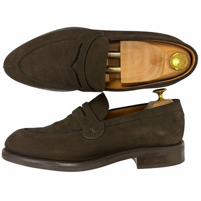 Louis Vuitton Sorbonne Loafers Suede Leather Goodyear Flex Moccasins Charcoal 8 — view 4