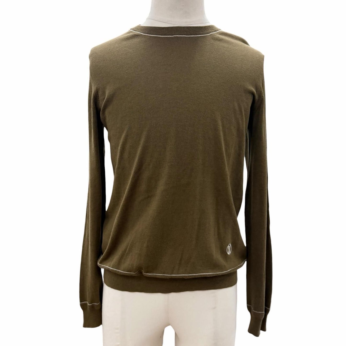 Louis Vuitton Silk Cashmere Blend LV Circle Embroidery Crew Neck High Gee Knit
