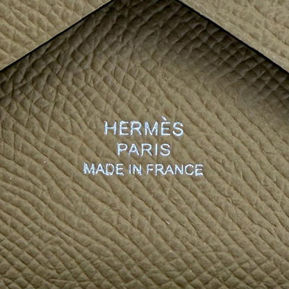 Hermes Calvi Duo Veau Epsom Dune Silver Series Compact Wallet Bifold — view 9
