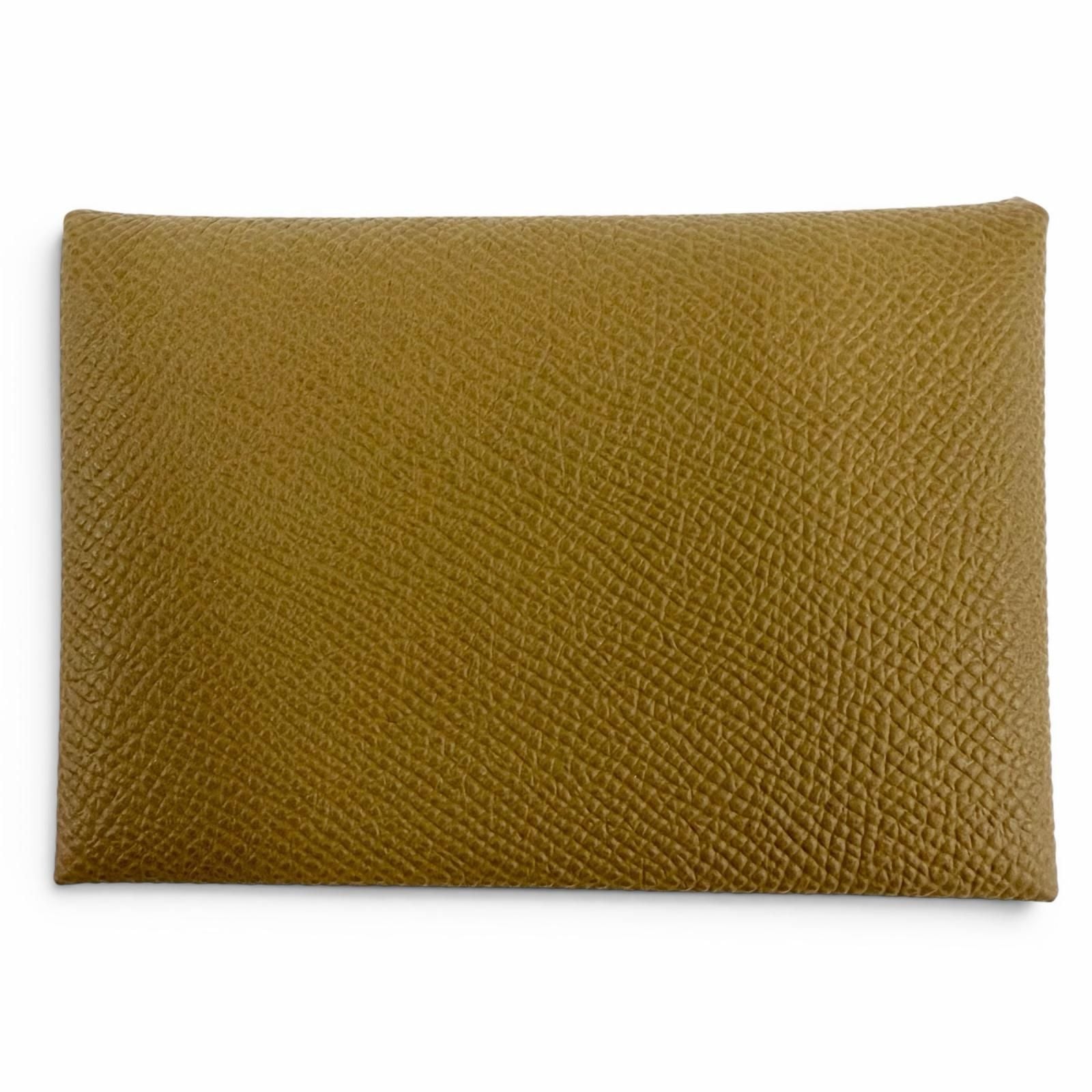 Hermes Calvi Duo Veau Epsom Dune Silver Series Compact Wallet Bifold