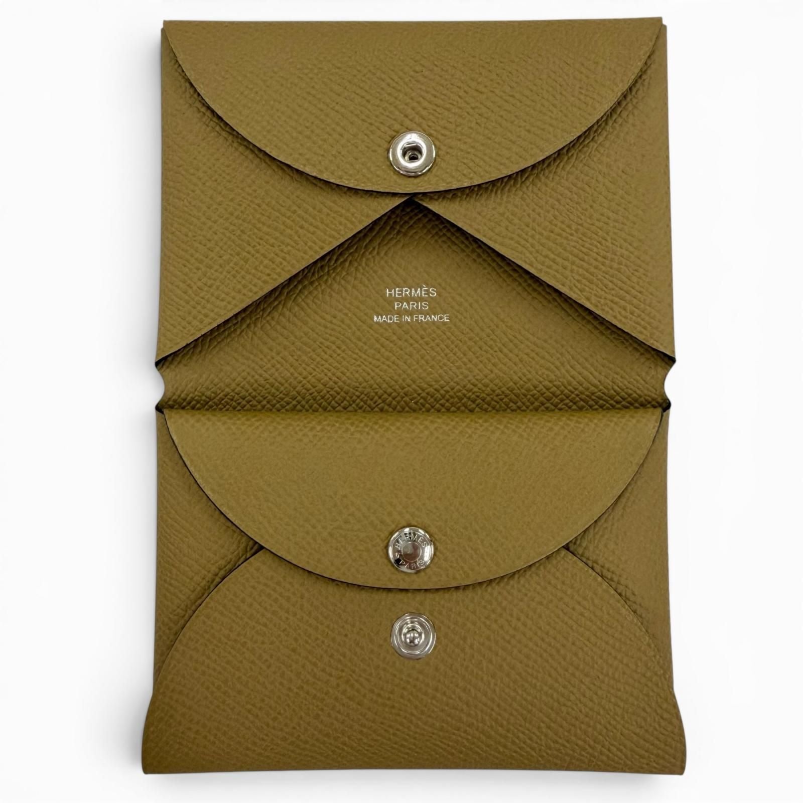 Hermes Calvi Duo Veau Epsom Dune Silver Series Compact Wallet Bifold — view 6