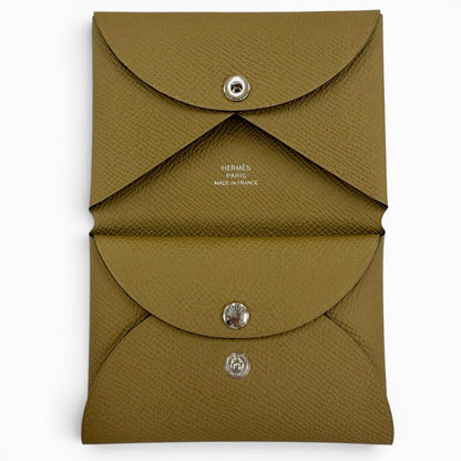 Hermes Calvi Duo Veau Epsom Dune Silver Series Compact Wallet Bifold — view 6