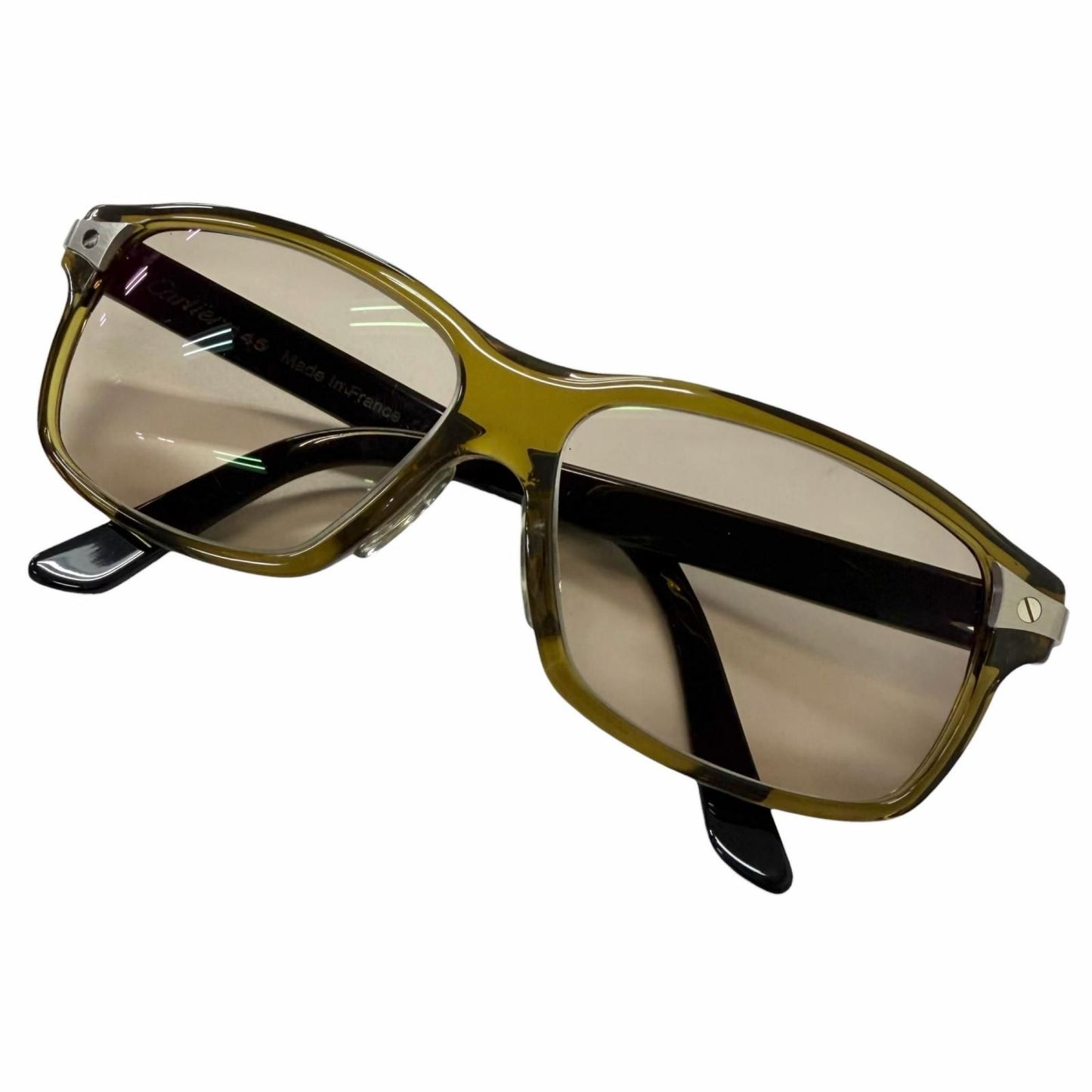Cartier Santos de Cartier Sunglasses Eyewear Clear Khaki Black 56 13 Degree