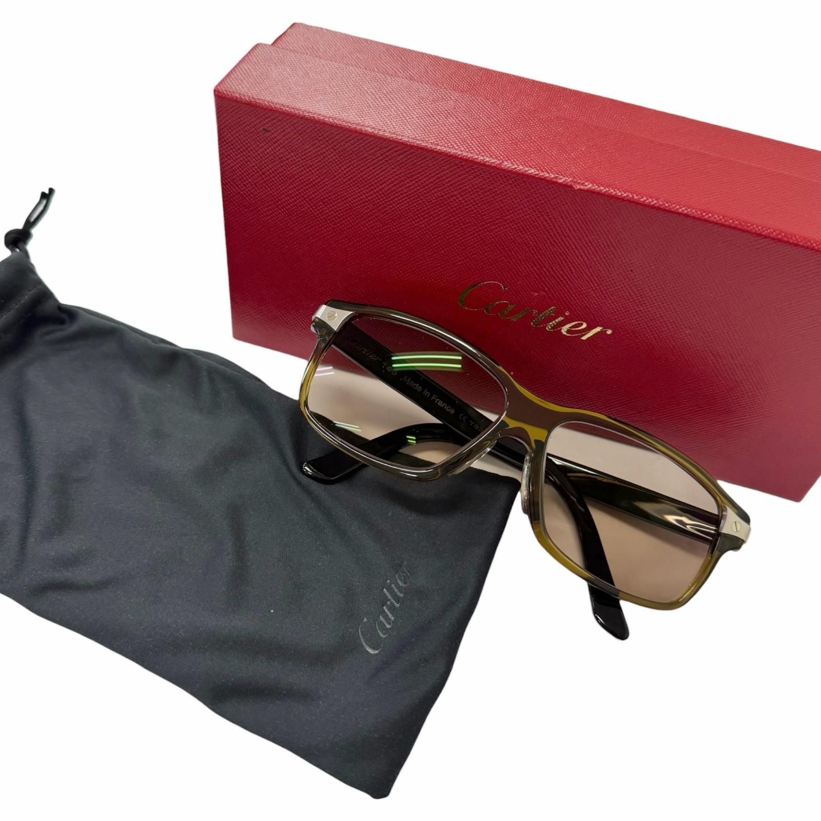 Cartier Santos de Cartier Sunglasses Eyewear Clear Khaki Black 56 13 Degree — view 2