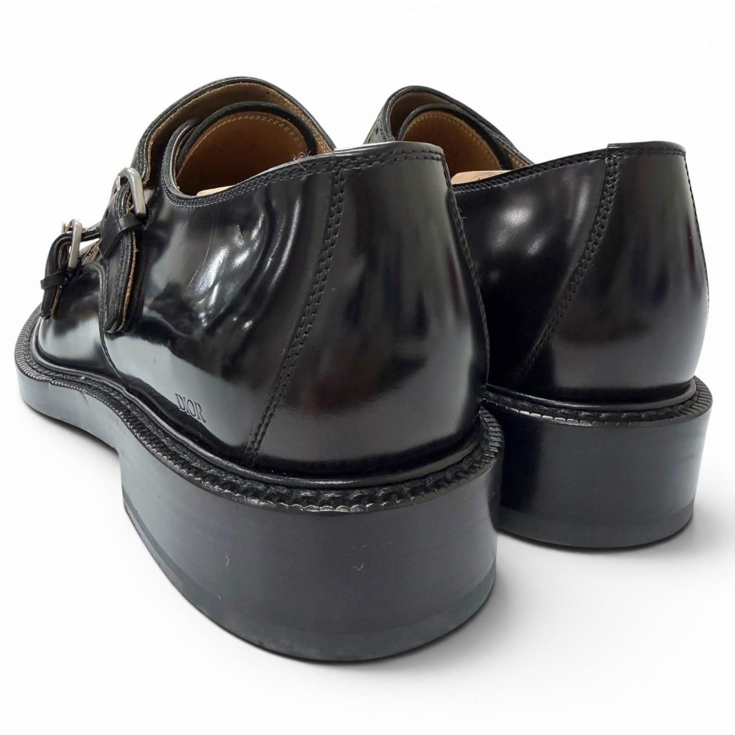 Dior Homme Leather CD Logo Medallion Punched Cap Toe Double Monk Strap Dress — view 5