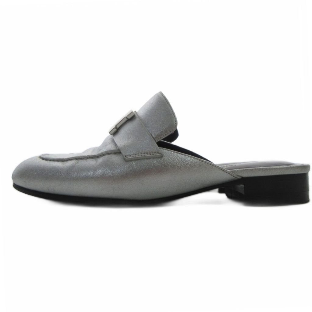 Hermes Constance Trocadero Mules Metallic Semelle Cuir 34 Silver — view 2