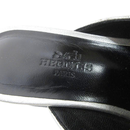 Hermes Constance Trocadero Mules Metallic Semelle Cuir 34 Silver — view 8