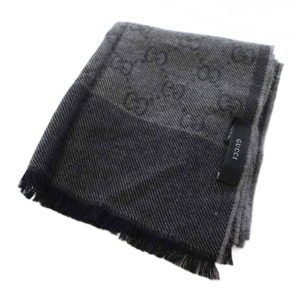 Gucci GG Pattern Scarf Shawl Wool Black TK — view 2