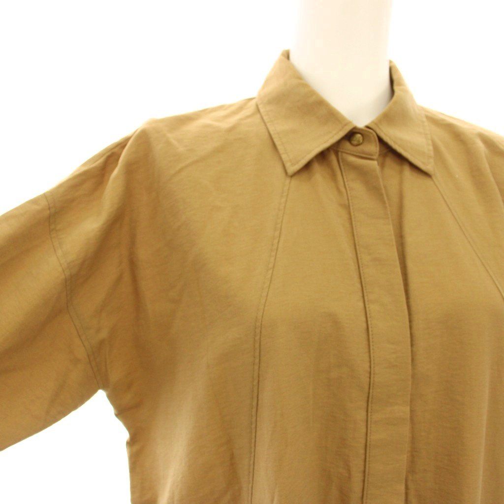 Max Mara Shirt Dress Long Maxi Length 38 Brown Light Sleeve YM — view 4