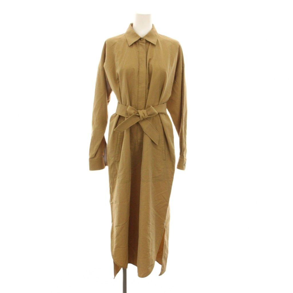 Max Mara Shirt Dress Long Maxi Length 38 Brown Light Sleeve YM