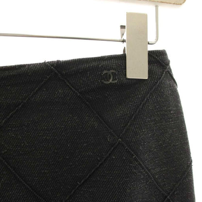 Chanel Silk Skirt Knee Length Flare Mermaid Silhouette CC Logo 34 Black Dark — view 5
