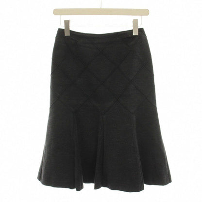 Chanel Silk Skirt Knee Length Flare Mermaid Silhouette CC Logo 34 Black Dark
