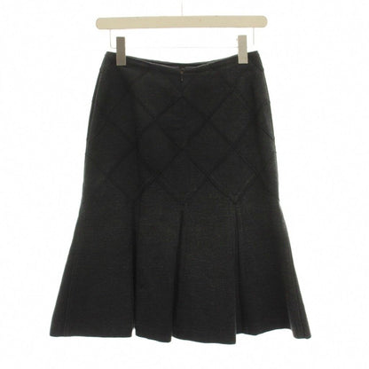 Chanel Silk Skirt Knee Length Flare Mermaid Silhouette CC Logo 34 Black Dark — view 2