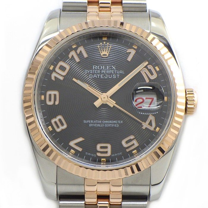 Rolex Watch Datejust D No Roulett Black Concentric Dial Date Luminous Hands