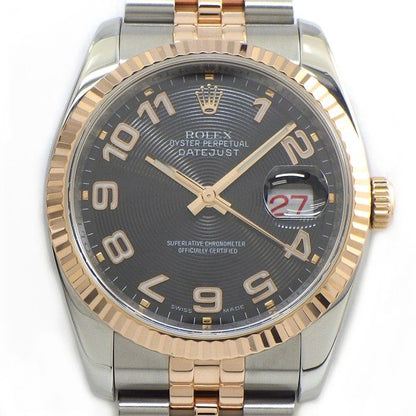 Rolex Watch Datejust D No Roulett Black Concentric Dial Date Luminous Hands