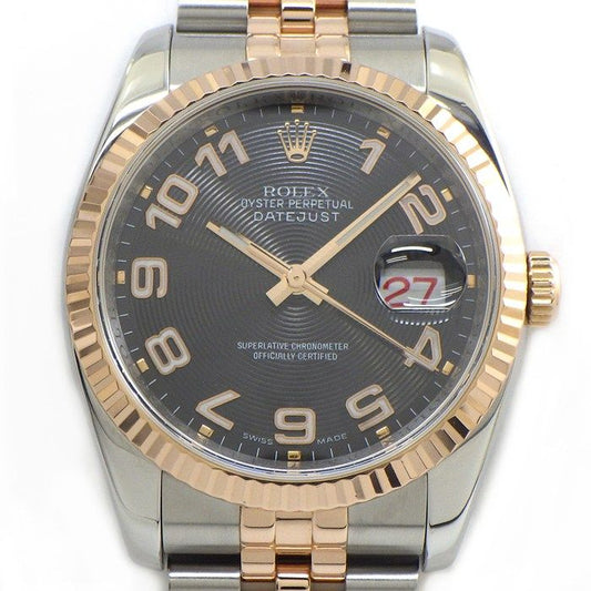Rolex Watch Datejust D No Roulett Black Concentric Dial Date Luminous Hands