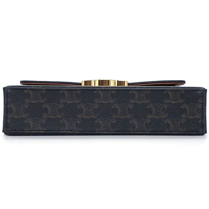 Celine Shoulder Bag Box Tan Triomphe Canvas Calfskin Gold — view 4