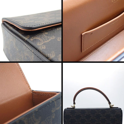 Celine Shoulder Bag Box Tan Triomphe Canvas Calfskin Gold — view 8