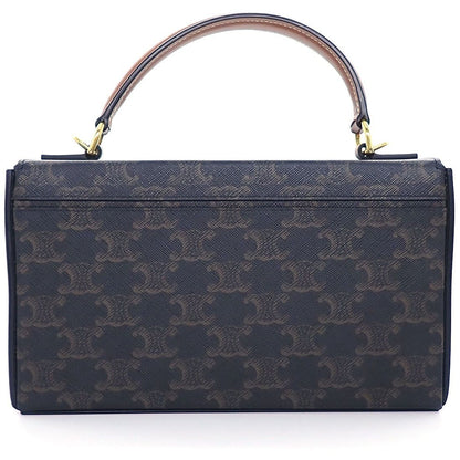 Celine Shoulder Bag Box Tan Triomphe Canvas Calfskin Gold — view 2