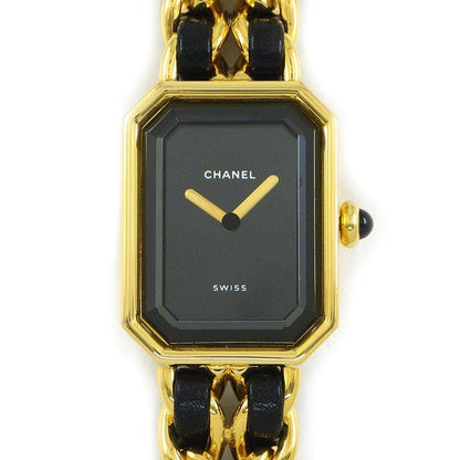 Chanel Watch Premier M Octagonal Black Dial Chain Breath Leather