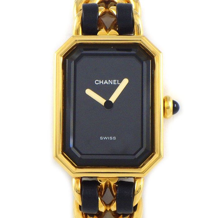 Chanel Watch Premier M Octagonal Black Dial Chain Breath Leather