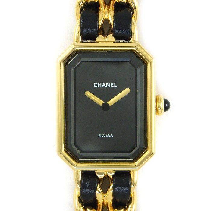 Chanel Watch Premier M Octagonal Black Dial Chain Breath Leather