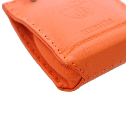 Hermes Sac Orange Key Holder Bag Charm Leather TK — view 5