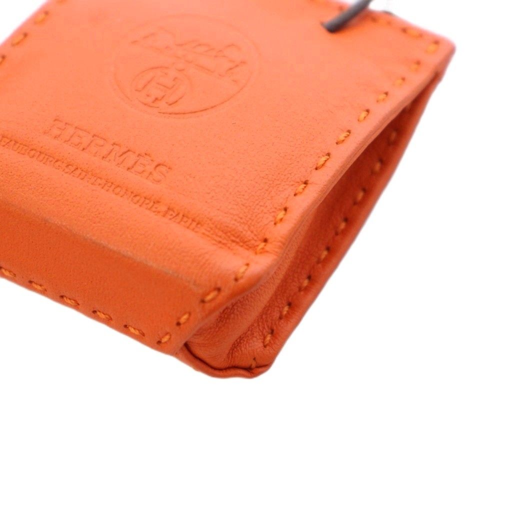 Hermes Sac Orange Key Holder Bag Charm Leather TK — view 4
