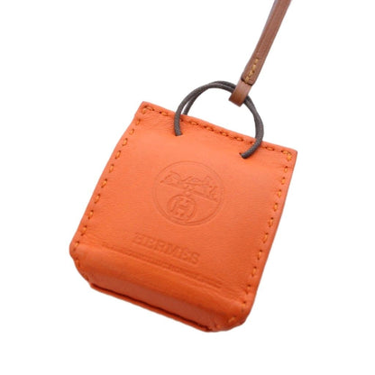 Hermes Sac Orange Key Holder Bag Charm Leather TK — view 3