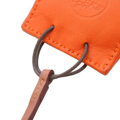 Hermes Sac Orange Key Holder Bag Charm Leather TK — view 7