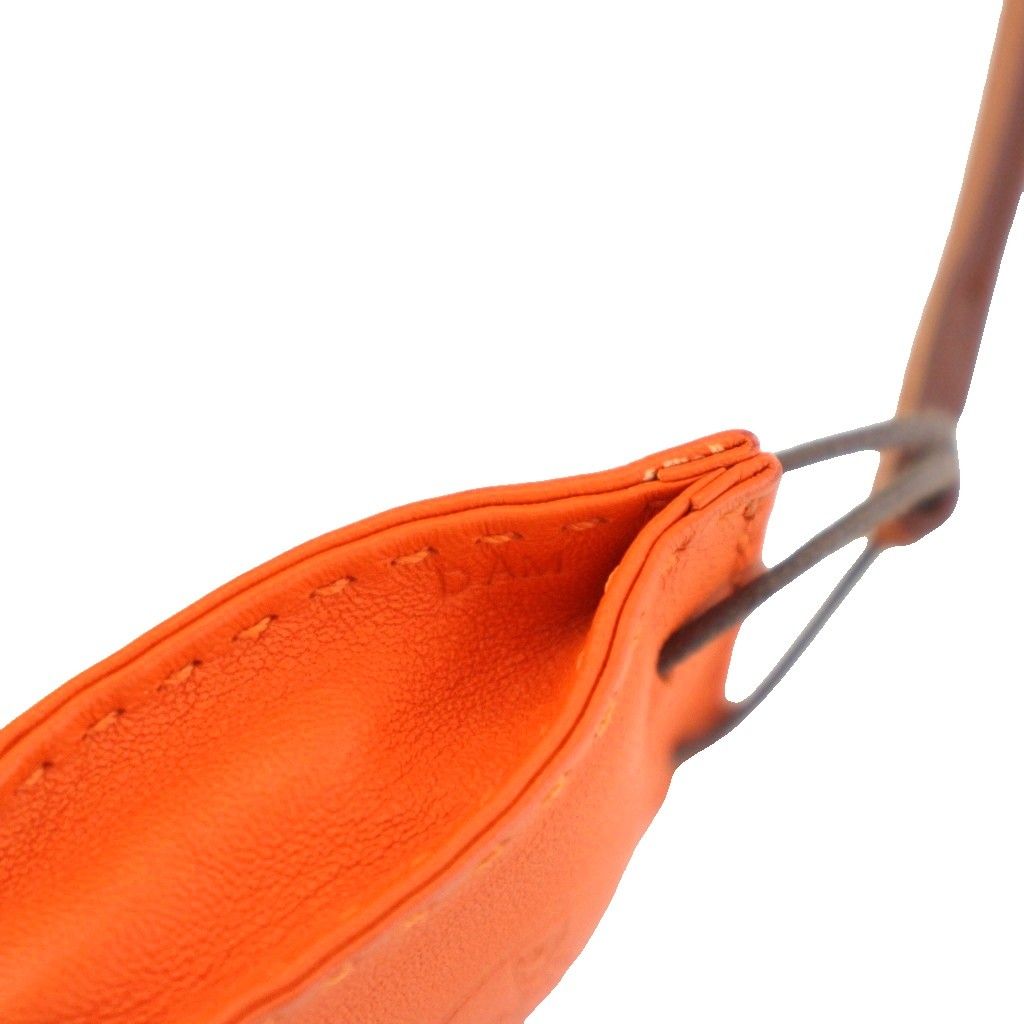 Hermes Sac Orange Key Holder Bag Charm Leather TK — view 8