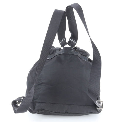 Prada Tessuto Nylon Triangle Logo Leather Backpack Black — view 3