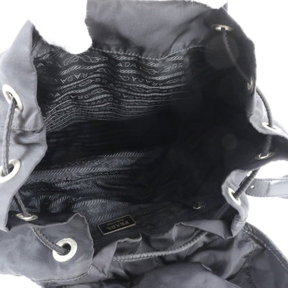 Prada Tessuto Nylon Triangle Logo Leather Backpack Black — view 7