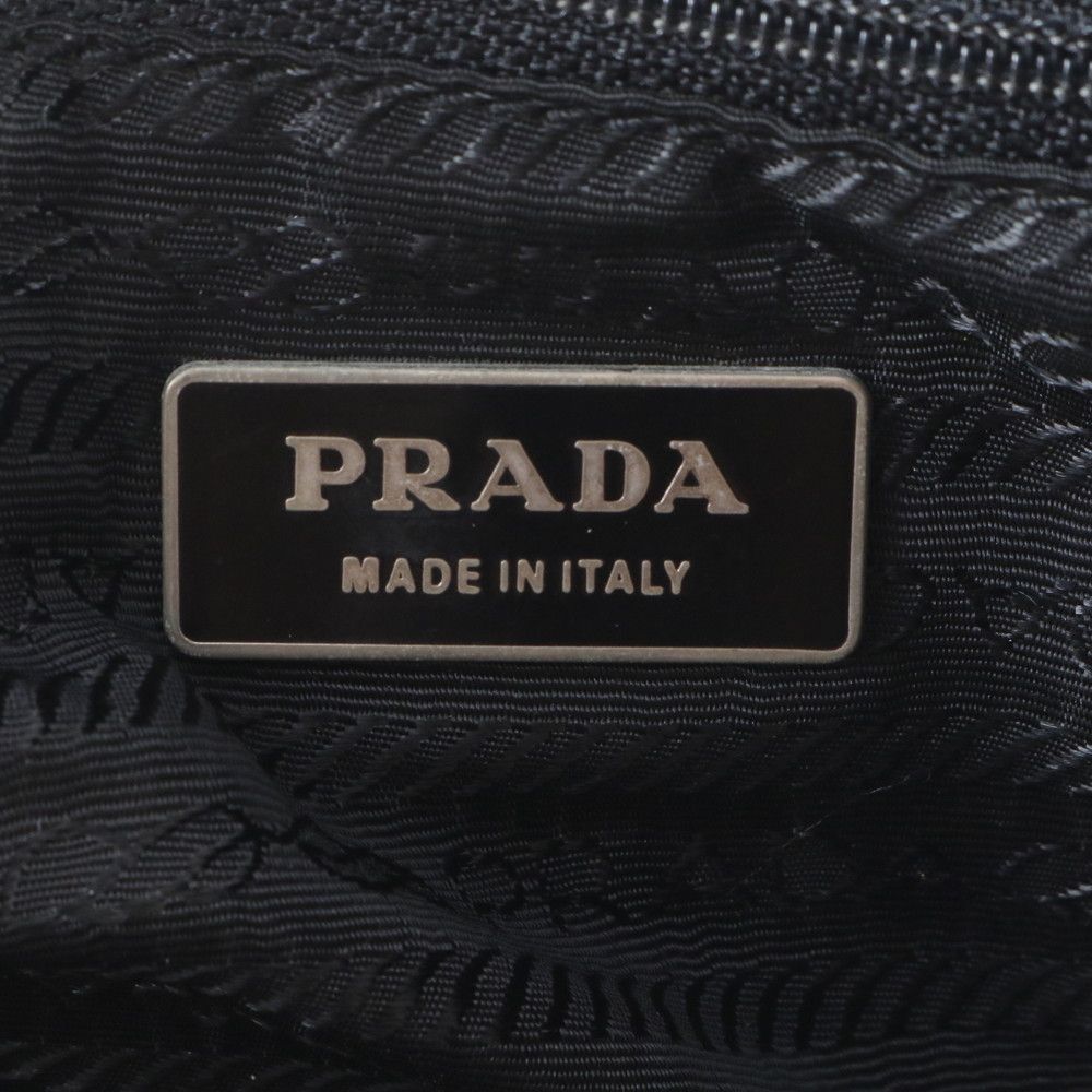 Prada Tessuto Nylon Triangle Logo Leather Backpack Black — view 8