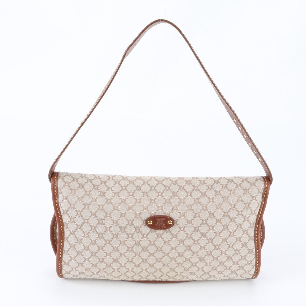 Celine Vintage Macadam Triomphe Leather Shoulder Bag Hand — view 3