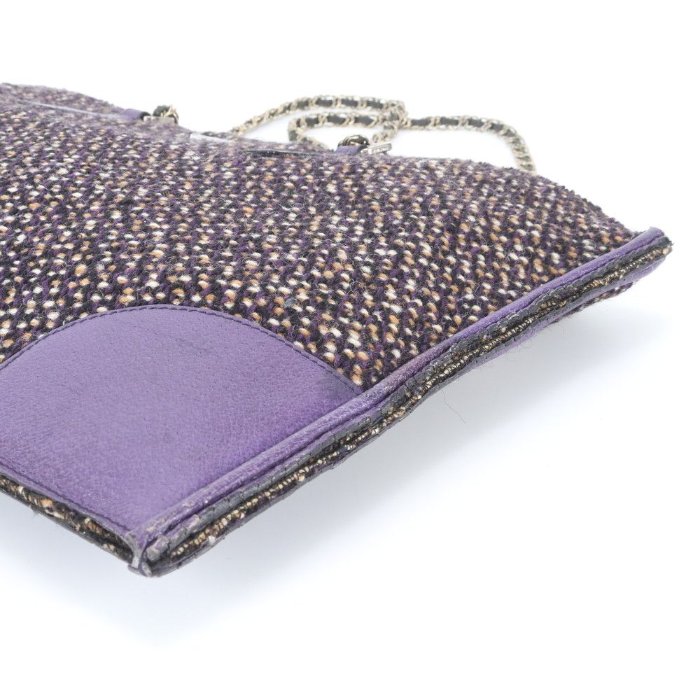 Prada Tweed Leather 2-Way Tote Crossbody Chain Shoulder Hand — view 4