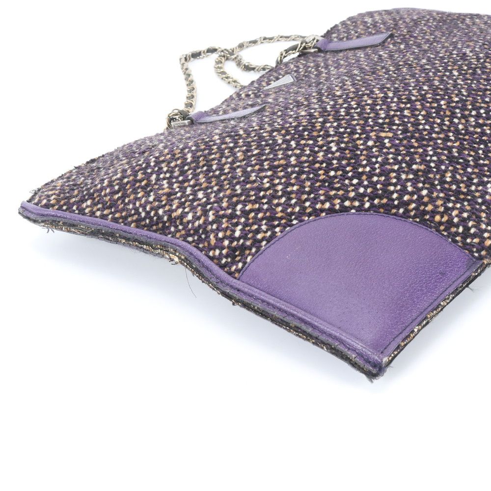 Prada Tweed Leather 2-Way Tote Crossbody Chain Shoulder Hand — view 6