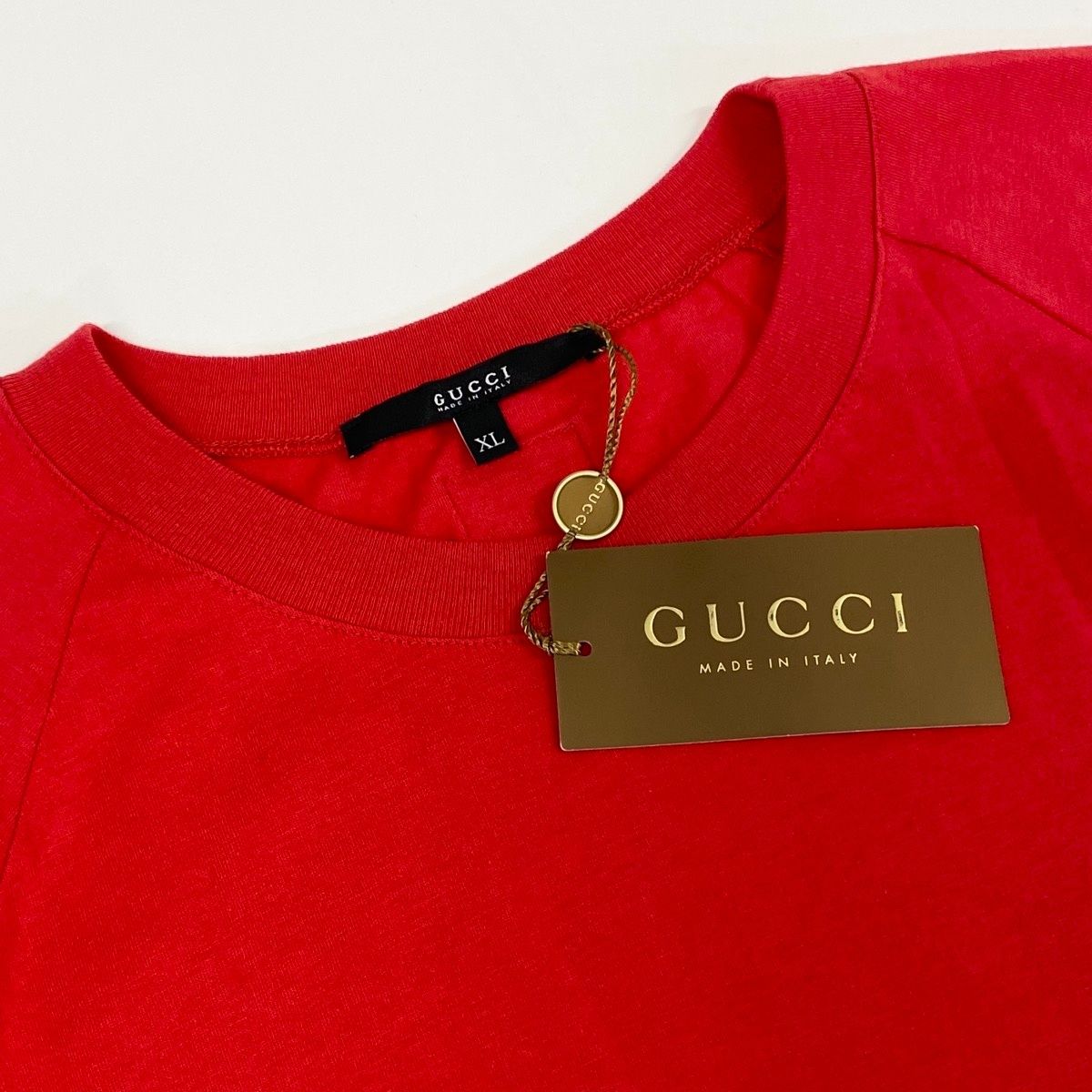Gucci Side Ribbon Crew Neck Short Sleeve T-Shirt XL Red Cotton — view 8