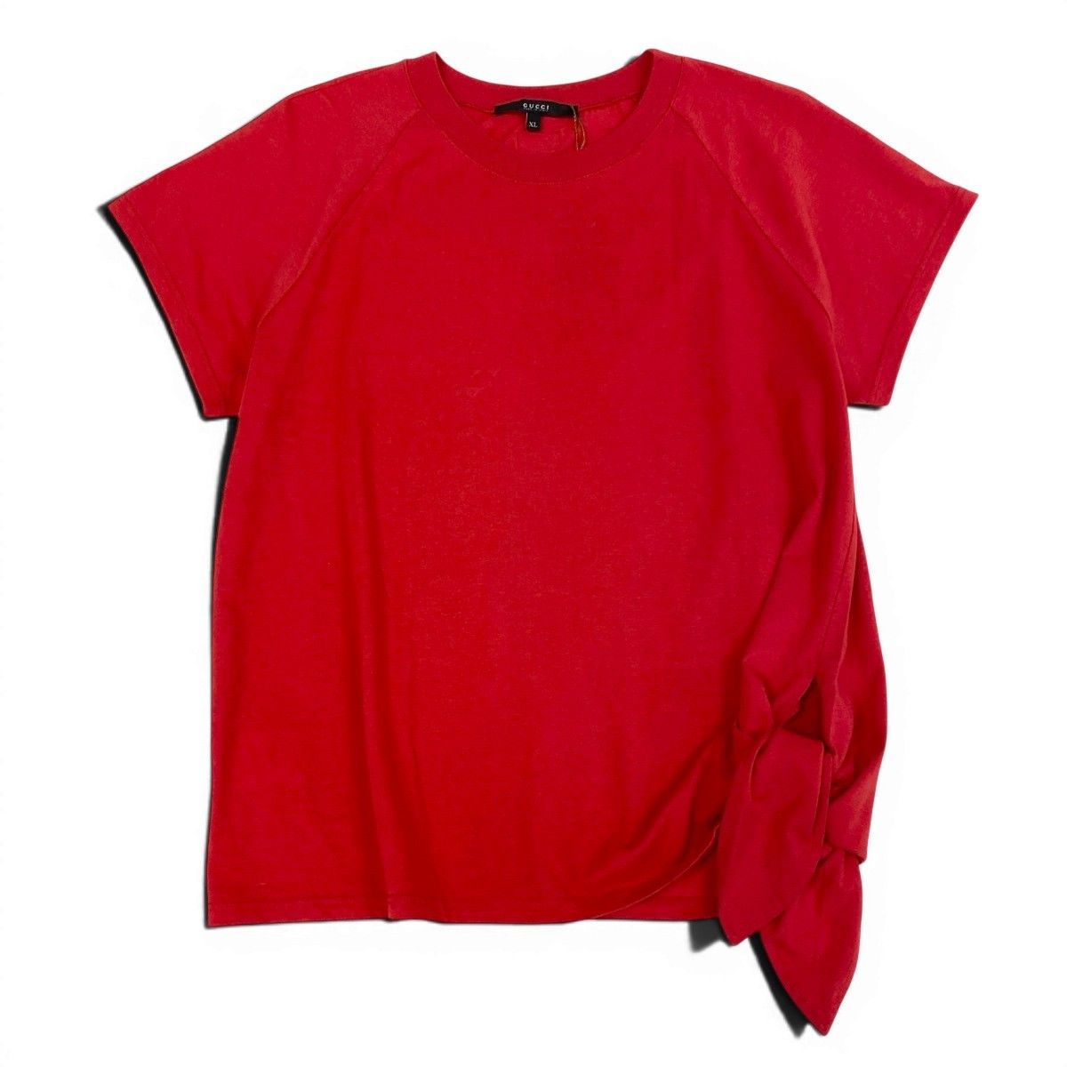 Gucci Side Ribbon Crew Neck Short Sleeve T-Shirt XL Red Cotton — view 2