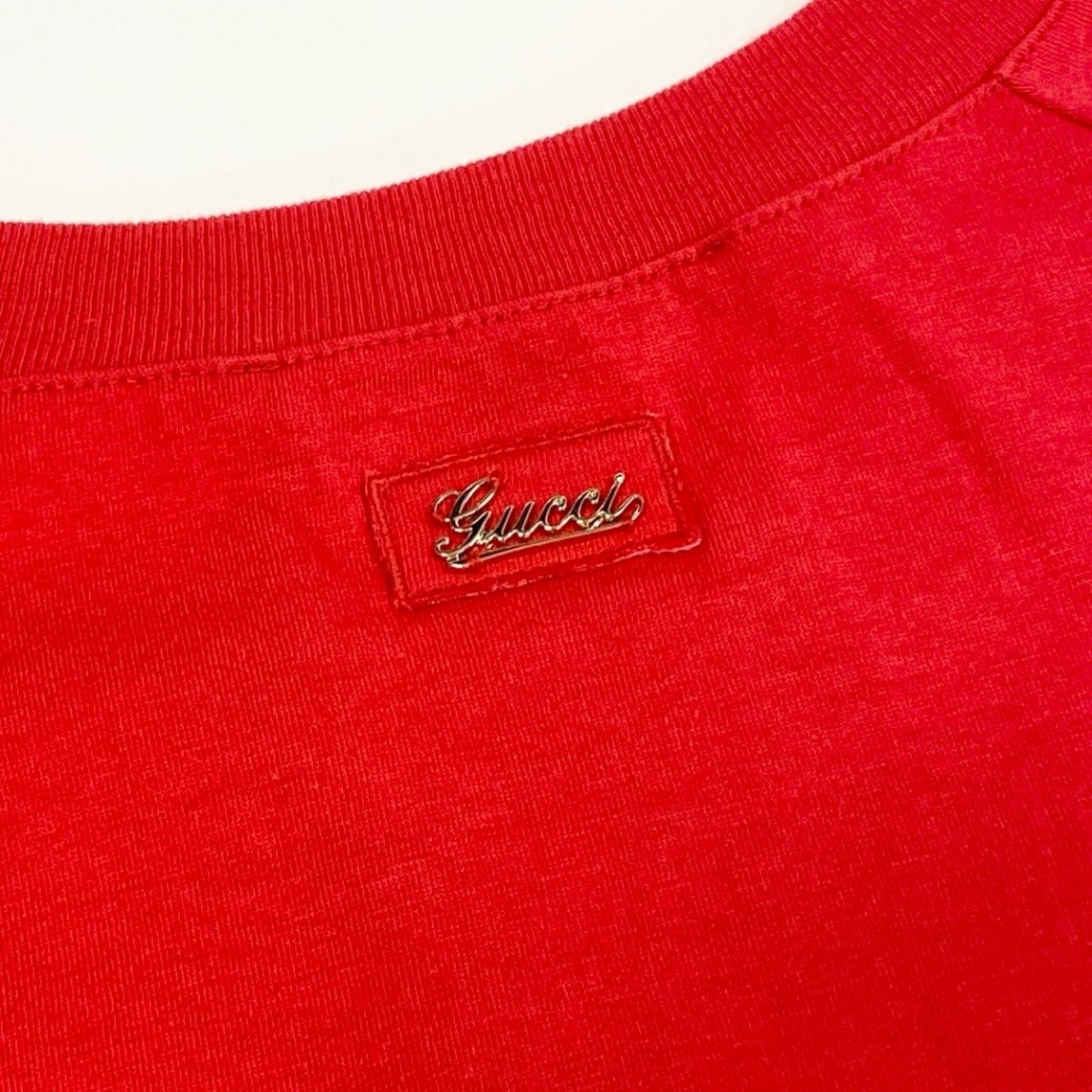 Gucci Side Ribbon Crew Neck Short Sleeve T-Shirt XL Red Cotton — view 7