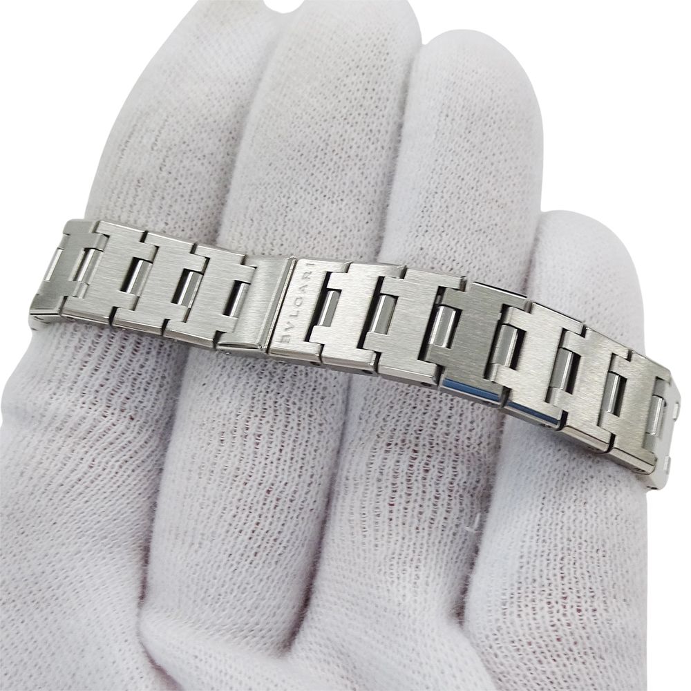 Bvlgari Watch Diamond Quartz Stainless Steel Silver Black Round Polished — view 5