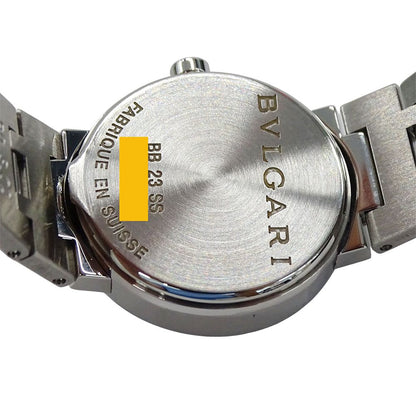 Bvlgari Watch Diamond Quartz Stainless Steel Silver Black Round Polished — view 8