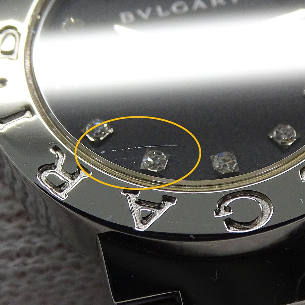 Bvlgari Watch Diamond Quartz Stainless Steel Silver Black Round Polished — view 6