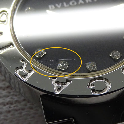 Bvlgari Watch Diamond Quartz Stainless Steel Silver Black Round Polished — view 6